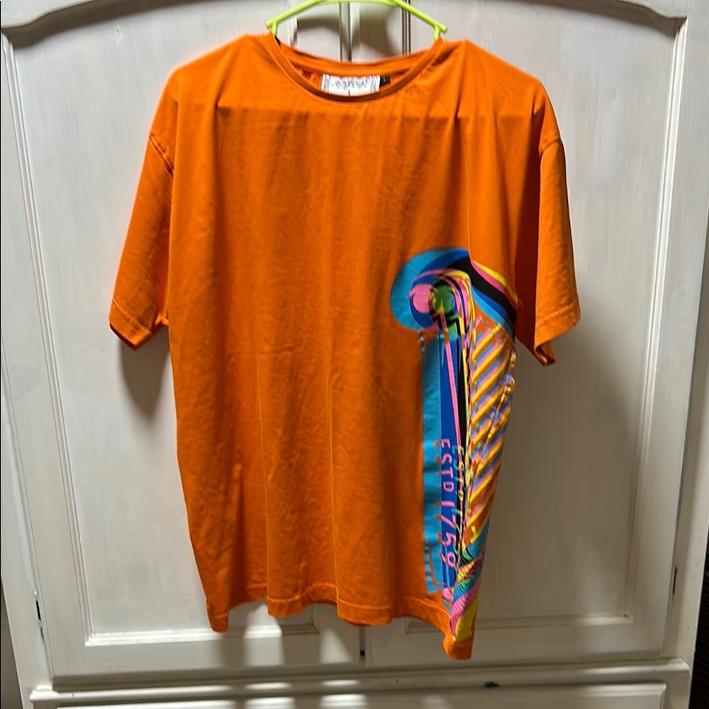 Guinness x Aches Graphic Tee Men’s L Orange & Blue Short Sleeve